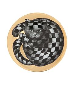 Fornasetti Kop en schotel set met kattenprint - Grijs