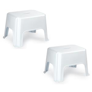 Forte Plastics 2x stuks witte keukenkrukjes/opstapjes x 30 x 28 cm -