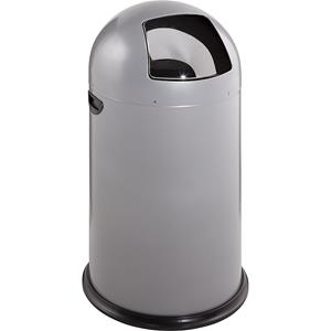 VAR Push-vuilnisbak, inhoud 40 l, hoogte 740 mm, zilverkleurig