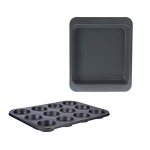 La Cucina Set van 1x bakvorm/cakevorm en 1x muffinvorm met anti-aanbak laag -