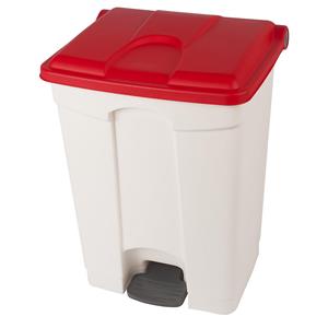 Afvalverzamelaar met pedaal, inhoud 70 l, b x h x d = 505 x 675 x 415 mm, wit, deksel rood