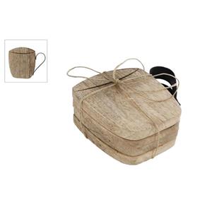 Massamarkt Onderzetters Cup Naturel Hout Set A 4 Stuks 9x10x1cm