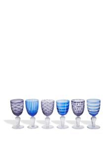 POLSPOTTEN Set van zes wijnglazen - Blauw