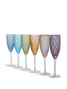 POLSPOTTEN Set van zes champagnebrillen - Blauw