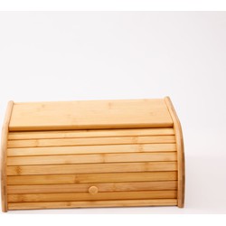 Decopatent Broodtrommel met rolluik - Bamboe houten brooddoos met Schuifdeksel - Broodtrommel - Brood bewaren en vers houden
