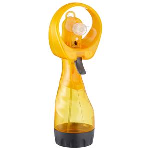 Cepewa Ventilator/waterverstuiver voor in je hand - Verkoeling in zomer - 25 cm - Geel -