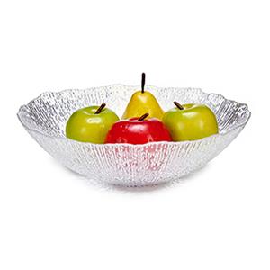 Grote fruitschaal van bewerkt glas rond 30.5 cm -