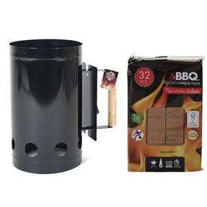 Merkloos BBQ/Barbecue briketten starter zwart met 32x BBQ aanmaakblokjes -