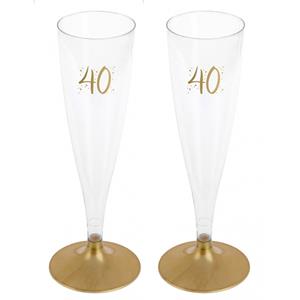 Santex Verjaardag feest champagneglazen - leeftijd - 48x - jaar - goud - kunststof -