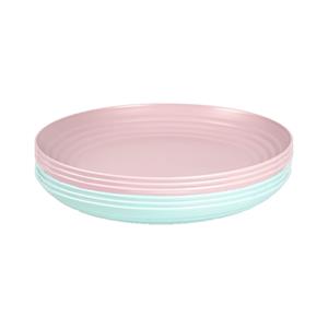 Forte Plastics Setje van 10x stuks ronde kunststof borden groen en roze 25 cm -