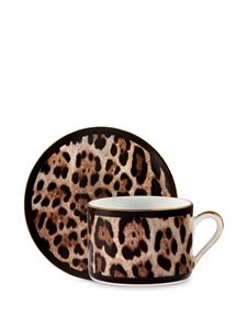 Dolce & Gabbana Kop en schotel set met luipaardprint - Zwart