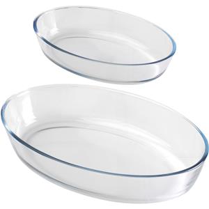 Chef Traiteur Ovenschaal set 2-delig - ovaal - glas - 0,7 en 3L -