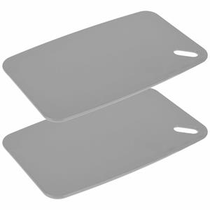 Excellent Houseware Snijplank voor keuken/voedsel - 2x - grijs - Kunststof - 24 x 15 cm -