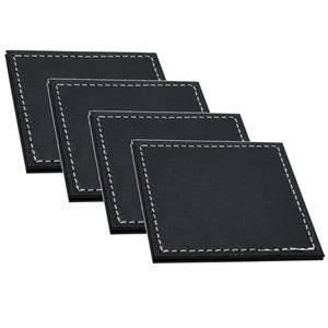 H&S Collection Onderzetters voor glazen - 12x - zwart - kunstleder - 10 x 10 cm -