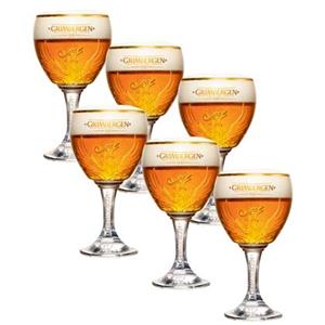 Grimbergen Bierglazen op Voet 33cl - 6 stuks - Bier Glas - Bolle Vorm