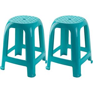 PlasticForte Keukenkrukje/opstapje - 2x - Handy Step - turquoise blauw - kunststof - x x 46 cm -