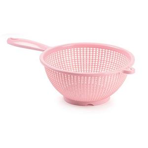 PlasticForte Keuken vergiet/zeef met steel - kunststof - Dia 22 cm x Hoogte 10 cm - roze -