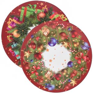 Excellent Houseware Kerstdiner onderborden - 4x st - D33 cm - kunststof - kerst thema -