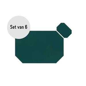 Krumble Placemat + onderzetter - PU Leder - Groen - Set van 6