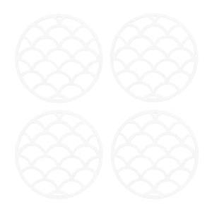 Krumble Pannenonderzetter met schubben patroon - Wit - Set van 4