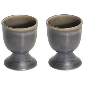 Cosy & Trendy 6x stuks eierdopjes van aardewerk grijs bruin 5 cm -