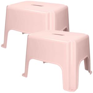 PlasticForte Keukenkrukje/opstapje - 2x - Handy Step - roze - kunststof - x 30 x 28 cm -
