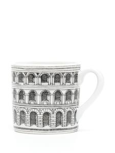 Fornasetti Architettura tea cup porcelain set - Zwart