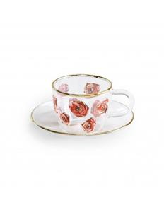 Seletti Twee koffiekopjes met rozenprint - Wit