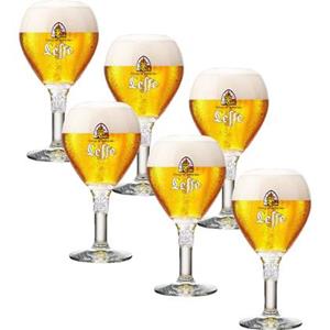 Leffe Bierglazen op Voet 33cl - 6 stuks - Bier Glas - Bolle Vorm