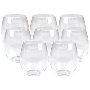 DEPA Drinkglas - 8x - transparant - onbreekbaar kunststof - 390 ml -