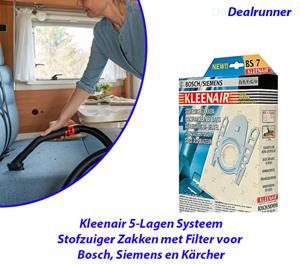 Dealrunner Kleenair 5-Lagen Systeem Stofzuiger Zakken met Filter voor Bosch, Siemens en Kärcher