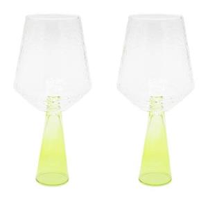 Brût Homeware Wijnglas Claude, helder | groen, set van 2