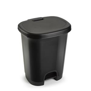 PlasticForte Kunststof afvalemmers/vuilnisemmers zwart 18 liter met pedaal -