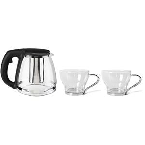 Glazen theepot 1,2 liter met filter/infuser inlusief 6x theeglazen -