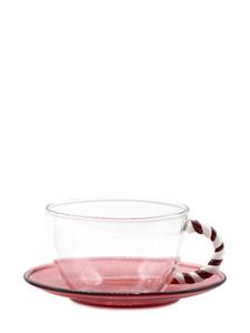 CU I SEEYOU Christmas striped-handle glass teacup (set of two) - Roze