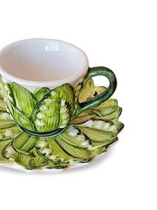 Les-Ottomans Lily Of The Valley ceramic coffee cup and saucer - Groen