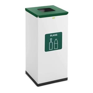 Ulsonix - Mülleimer Abfalleimer Küche Mülltrenner Deckel Bio Label 60 Liter Recycling - Weiß