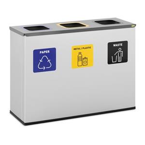ulsonix Mülltrennsystem Abfalleimer Mülltrenner 3 Fächer Müllsammler Silbern 3 x 60 l