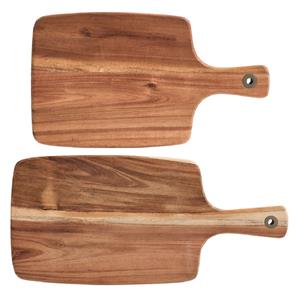 Zeller 2x Rechthoekige acacia houten snijplanken met handvat 32/42 cm -