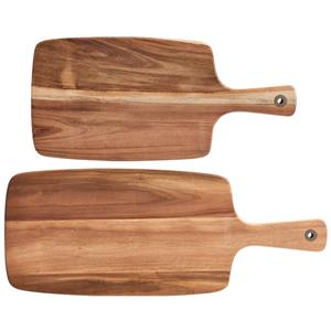 Zeller 2x Rechthoekige acacia houten snijplanken met handvat 42/52 cm -