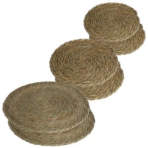 Gerimport 6x stuks Pannen onderzetters van zeegras rond 20 en 32 en cm -