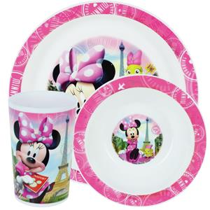 Disney 2x Kinder ontbijt set  Minnie Mouse 3-delig van kunststof -