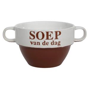 Merkloos Soepkommen - Soep van de dag - keramiek - D12 x H8 cm - Bordeaux rood - Stapelbaar -