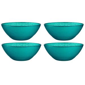 Vivalto Kommetjes/serveer schaaltjes - 4x - Murano - glas - D15 x H6 cm - turquoise blauw - Stapelbaar -