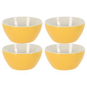 Excellent Houseware Soepkommen/serveer schaaltjes - 4x - Acapulco- porselein - D14 x H6.5 cm - geel - Stapelbaar -