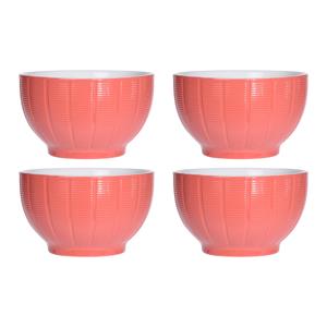 Excellent Houseware Soepkommen/serveer schaaltjes - 4x - Venice- keramiek - D14 x H8 cm - steenrood - Stapelbaar -