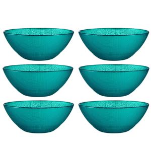 Vivalto Kommetjes/serveer schaaltjes - 6x - Murano - glas - D15 x H6 cm - turquoise blauw - Stapelbaar -