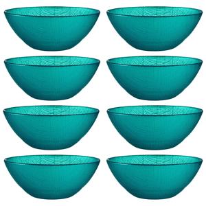 Vivalto Kommetjes/serveer schaaltjes - 8x - Murano - glas - D15 x H6 cm - turquoise blauw - Stapelbaar -