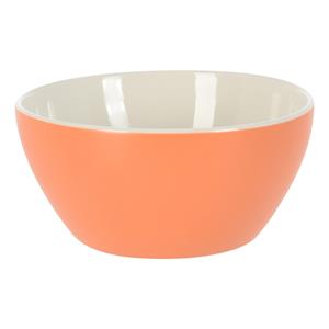 Excellent Houseware Soepkommen/serveer schaaltjes - Acapulco- porselein - D14 x H6.5 cm - oranje - Stapelbaar -