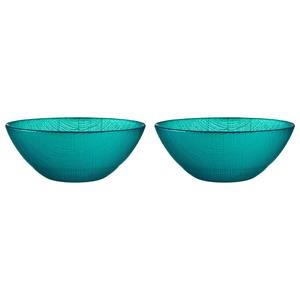 Vivalto Kommetjes/serveer schaaltjes - 2x - Murano - glas - D15 x H6 cm - turquoise blauw - Stapelbaar -